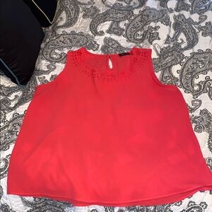 Sleeveless coral blouse